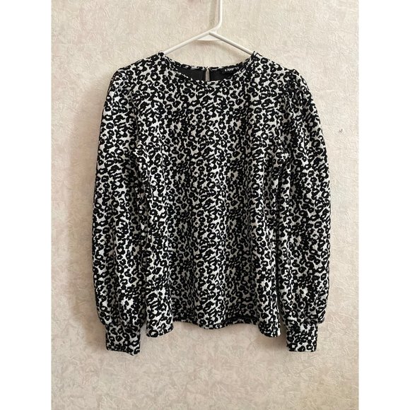 Express women’s small long sleeve black / white animal print top - Picture 2 of 6